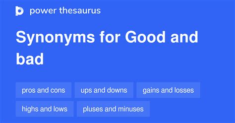 good or bad synonym.